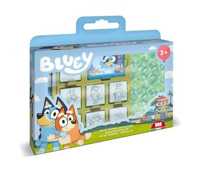 Pieczątki Bluey w walizce. Wydawca: Multiprint. SmakLiter.pl Opakowanie Pieczątki Bluey w walizce