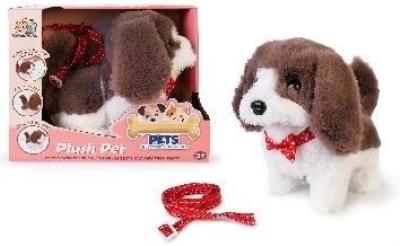 Opakowanie Piesek chodzący na smyczy 14cm biało-brązowy