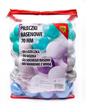 Piłki basenowe 7cm 70szt. Wydawca: Baczek. SmakLiter.pl Opakowanie Piłki basenowe 7cm 70szt