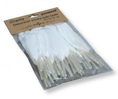 Opakowanie Piórka lotki białe 10-15mm 50szt