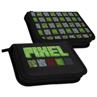 Opakowanie Piórnik 1 zamek 2 klapki z wyposażeniem Pixel