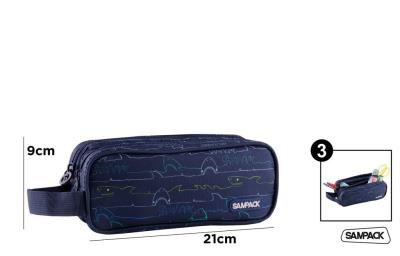 Opakowanie Piórnik 3 - komorowy 21x9cm z wyposażeniem Shark