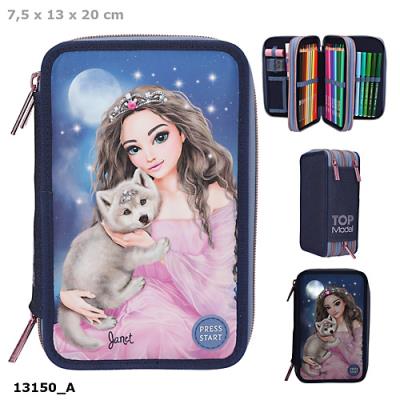 Opakowanie Piórnik 3 komorowy led z wyposażeniem Top Model Wolf  13150A