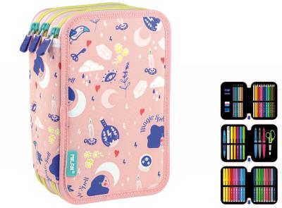 Opakowanie Piórnik 3 poz. z wyprawką Magic różowy MILAN