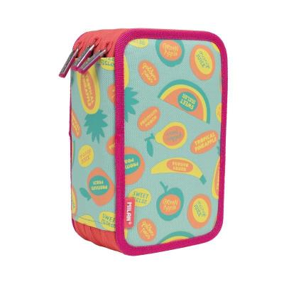 Opakowanie Piórnik 3-poziomowy z wyposażeniem Milan FRUTIKIS zielono - pomarańczowy