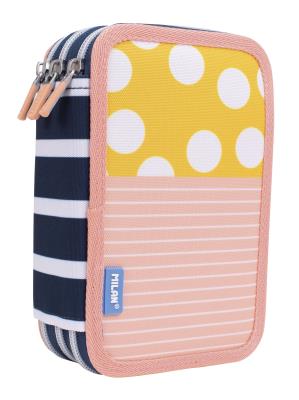 Opakowanie Piórnik 3-poziomowy z wyposażeniem Milan SWIMS 2 różowo - żółty