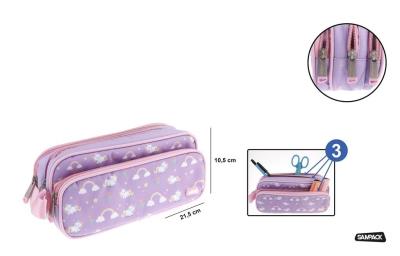 Opakowanie Piórnik trzykomorowy jednorożec fioletowy