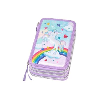 Opakowanie Piórnik trzykomorowy z wyposażeniem Jednorożec