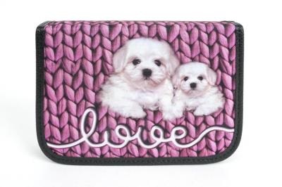 Opakowanie Piórnik z 2 klapkami Love różowy