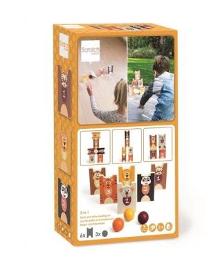 Opakowanie Piramida i drewniane kręgle 2w1 Dzikie zwierzęta