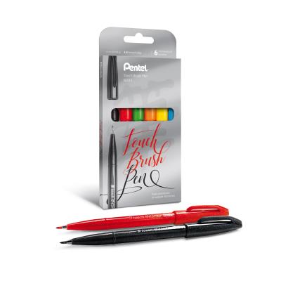 Opakowanie Pisak/pędzelek do kaligrafii SES15, mix 6 kolorów opakowanych w elegancki kartonik.