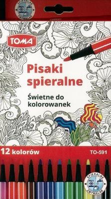 Pisaki zmywalne 12 kolorów TOMA. Wydawca: TOMA. SmakLiter.pl Opakowanie Pisaki zmywalne 12 kolorów TOMA