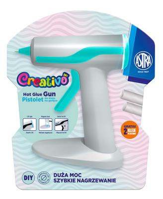 Opakowanie Pistolet do kleju na gorąco Astra Creativo 30W podstawka magnetyczna + 2 kleje
