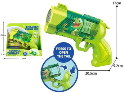 Pistolet na bańki mydlane Dino. Wydawca: Czapska. SmakLiter.pl Opakowanie Pistolet na bańki mydlane Dino