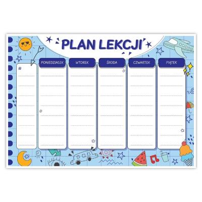 Opakowanie Plan lekcji A4 na lodówkę + pisak niebieski