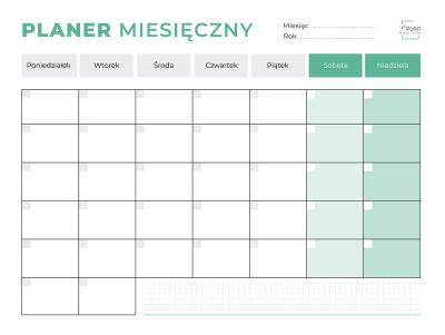 Opakowanie Planer magnetyczny miesięczny zielony + marker