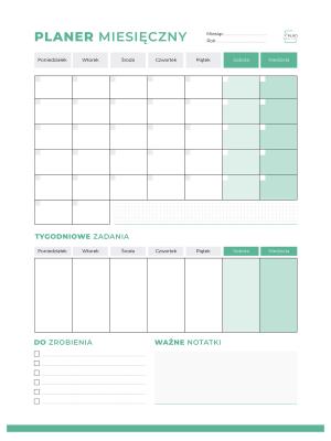 Opakowanie Planer magnetyczny miesięczny zielony + marker