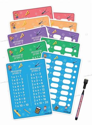 Opakowanie Plansze edu A4 - tabliczka mnożenia +pisak 5 kart