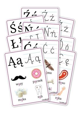 Plansze eukacyjne A5 - Alfabet rozszerzenie 9 kart. Wydawca: LearnHow. SmakLiter.pl Opakowanie Plansze eukacyjne A5 - Alfabet rozszerzenie 9 kart