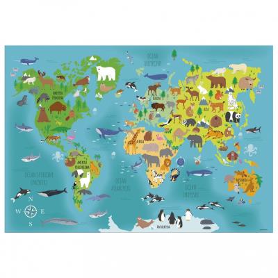 Opakowanie Podkład oklejany mapa świata zwierzęta