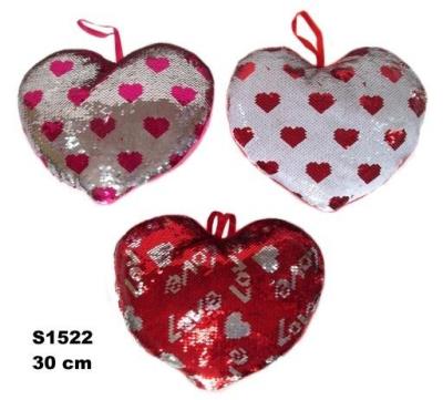 Opakowanie Poduszka Serce cekinowe 30cm MIX