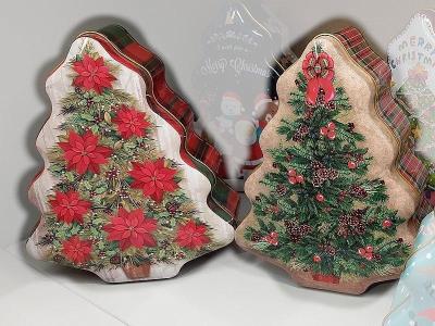 Opakowanie Pojemnik metalowy choinka MIX