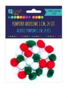 Opakowanie Pompony akrylowe 1cm mix świąteczny (24 szt)