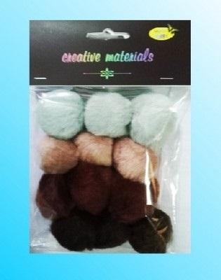 Opakowanie Pompony akrylowe brązowe 40mm 12szt