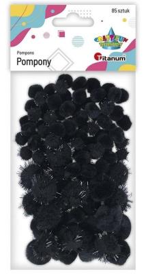 Opakowanie Pompony akrylowe i brokatowe 85szt czarne