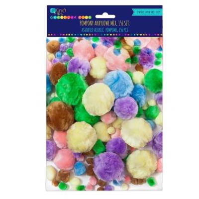 Opakowanie Pompony akrylowe pastel mix 156 sztuk
