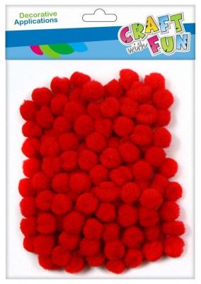 Opakowanie Pompony dekoracyjne czerwony 1cm 120szt