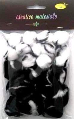 Opakowanie Pompony dwukolorowe biało-czarne 25-40mm 21szt