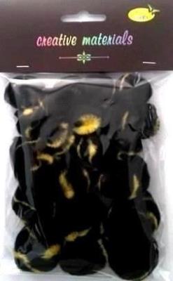 Opakowanie Pompony dwukolorowe czarno żółte 25-40mm 21szt