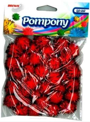 Opakowanie Pompony metaliczne czerwone 2cm