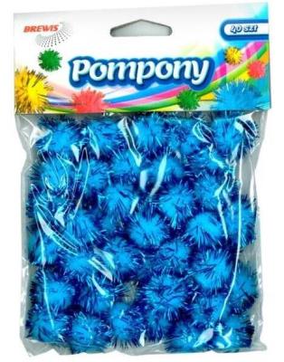 Opakowanie Pompony metaliczne niebieskie 2cm