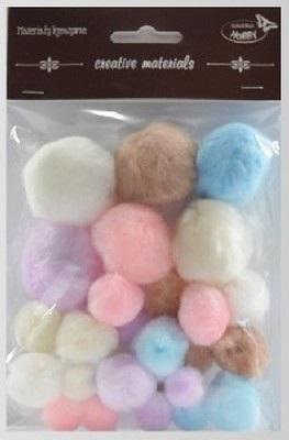 Opakowanie Pompony pastelowe 15mm-40mm 30szt