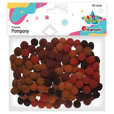 Opakowanie  Pompony poliestrowe 10mm brązowe 120szt