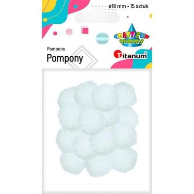 Opakowanie Pompony poliestrowe 18mm białe 15szt