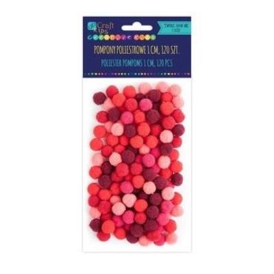 Opakowanie Pompony poliestrowe czerwone 1cm różowy 120szt