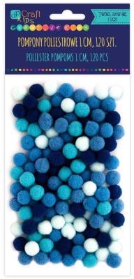 Opakowanie Pompony poliestrowe niebieskie 1cm różowy 120szt