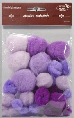 Opakowanie Pompony tonacyjne fioletowe 15-40mm 30szt