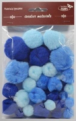 Opakowanie Pompony tonacyjne niebieskie 15-40mm 30szt