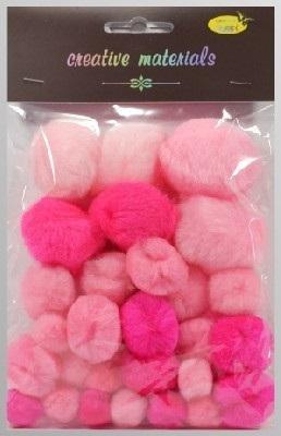 Opakowanie Pompony tonacyjne różowe 15-40mm 30szt
