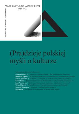 Prace Kulturoznawcze XXVII 2023 nr2. Autor: Krzysztof Łukasiewicz. SmakLiter.pl Okładka książki Prace Kulturoznawcze XXVII 2023 nr2