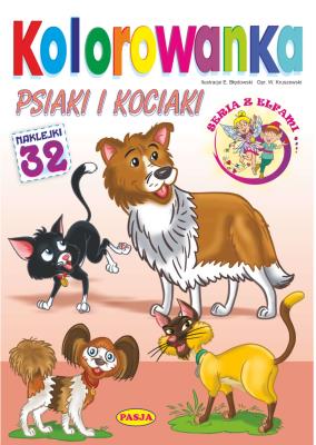 Psiaki i kociaki. Kolorowanka. Autor: Ernest Błędowski, Ernest Błędowski Włodzimierz Kruszewski. SmakLiter.pl Okładka książki Psiaki i kociaki. Kolorowanka