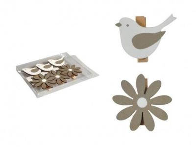 Opakowanie Ptak+ kwiat klamerka 6szt