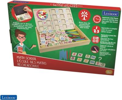 Pudełko drewniane  z tablicą do nauki matematyki Lexibook EDU200. Wydawca: Lexibook. SmakLiter.pl Opakowanie Pudełko drewniane  z tablicą do nauki matematyki Lexibook EDU200