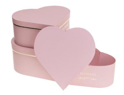 Opakowanie Pudełko Flower Box 3szt różowe serce ROZETTE
