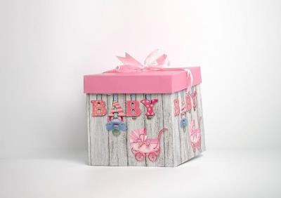 Opakowanie Pudełko prezentowe baby różowe L