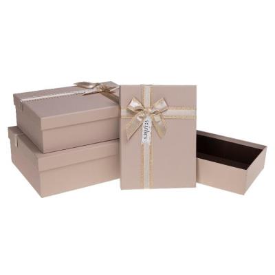 Opakowanie Pudełko prezentowe z kokardą 3szt beżowy ROZETTE